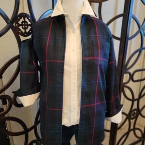 Vintage Lauren Ralph Lauren Wool Tartan Plaid Full Zip Jacket. Women Size L